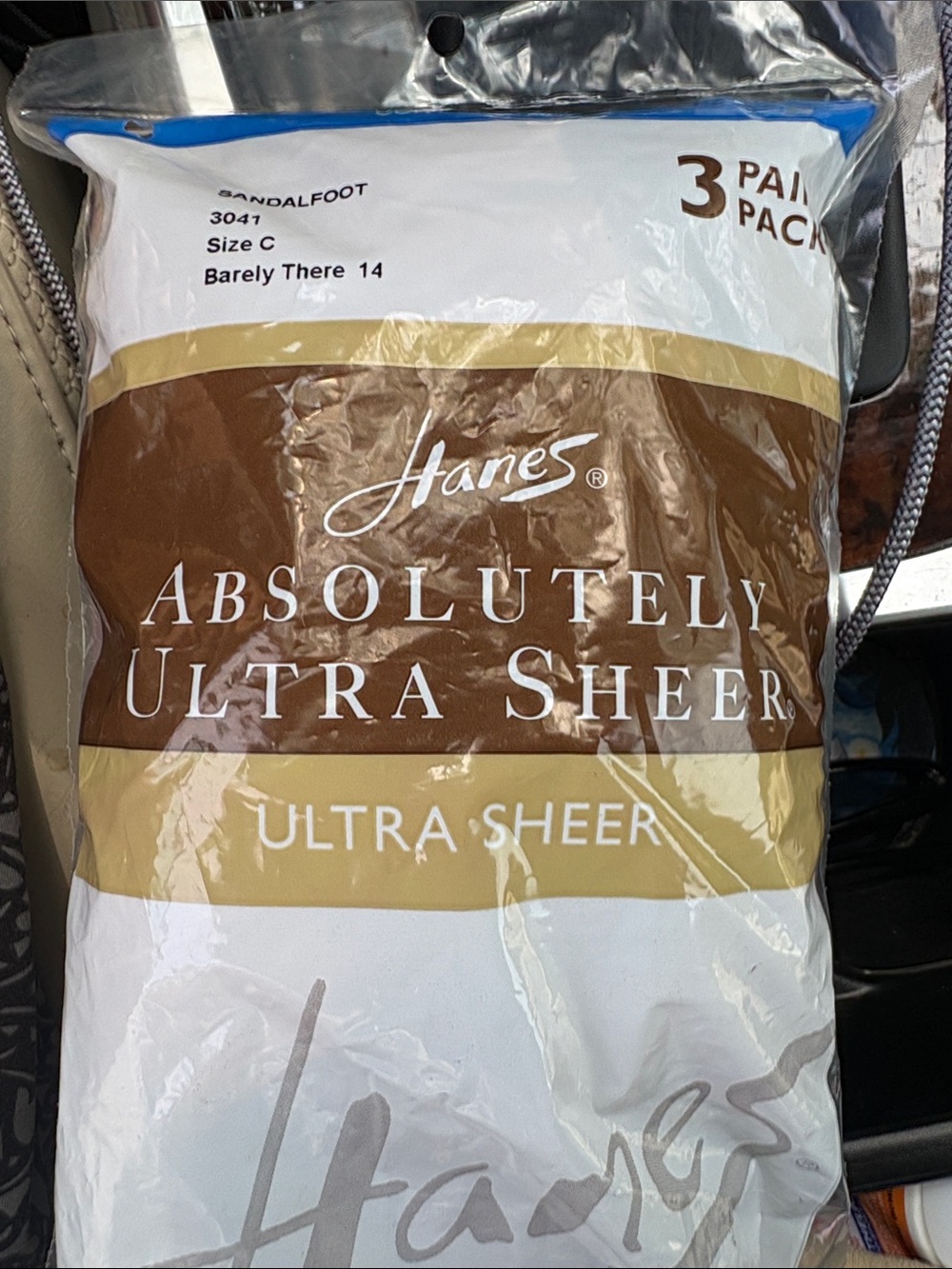Hanes absolutely ultra sheer pantyhose Barely there size c sandal foot 3 pack